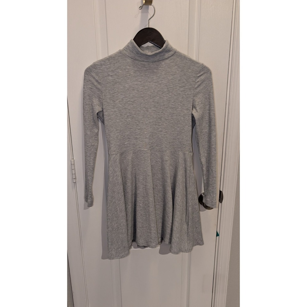 Collusion Grey Ribbed Knit High Neck Long Sleeve Aline Dress size US 6‎ Petite